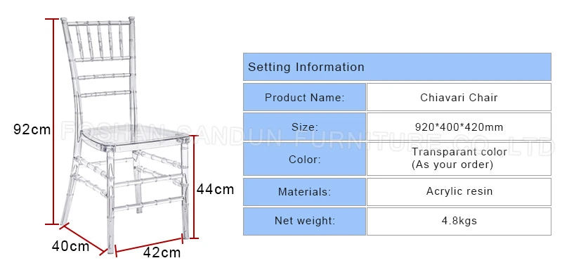 Hot Sale Clear Transparent Plastic Resin PC Event Outdoor Wedding Furniture Chair